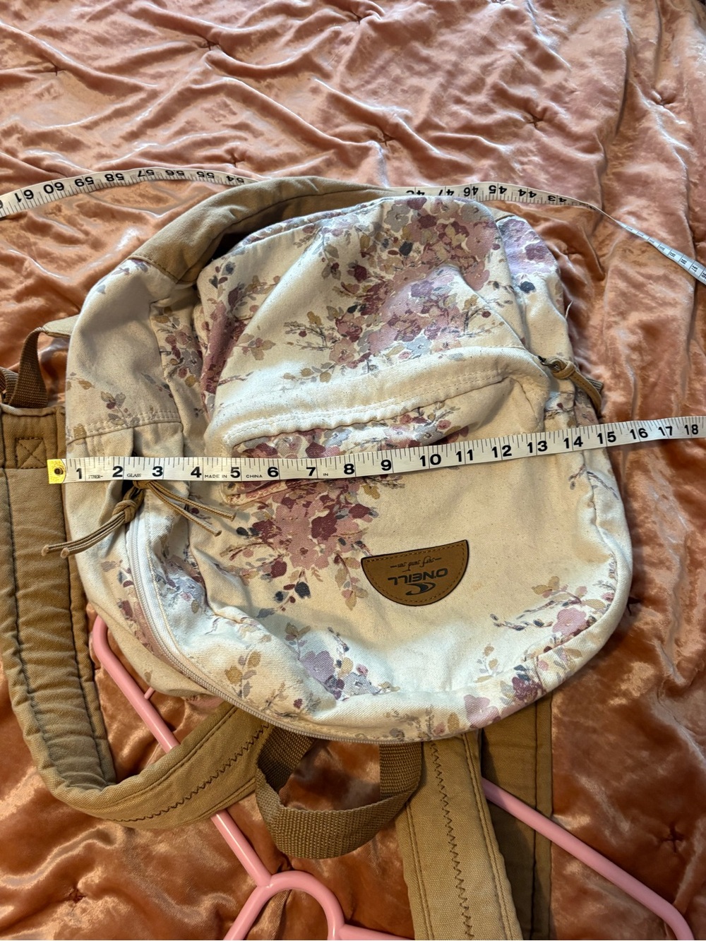 O'Neill Cream Backpack with Dusty Rose Floral Print - Picture 8 of 12